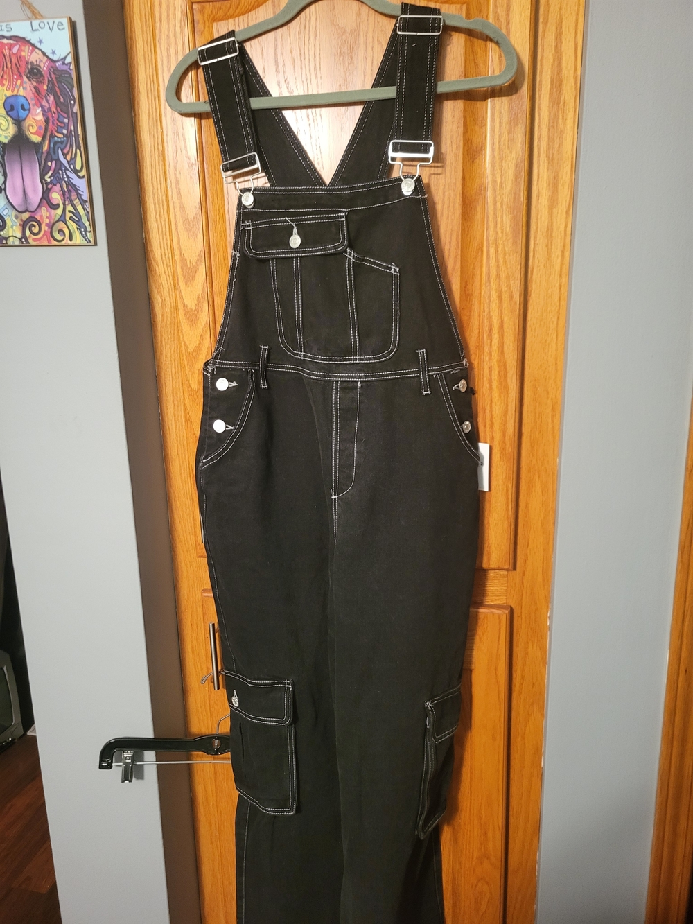 New Forever 21 Women’s Overall Romper Denim Jean Overalls Black Size Medium